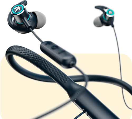 Black wireless neckband earphones