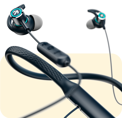 Black wireless neckband earphones